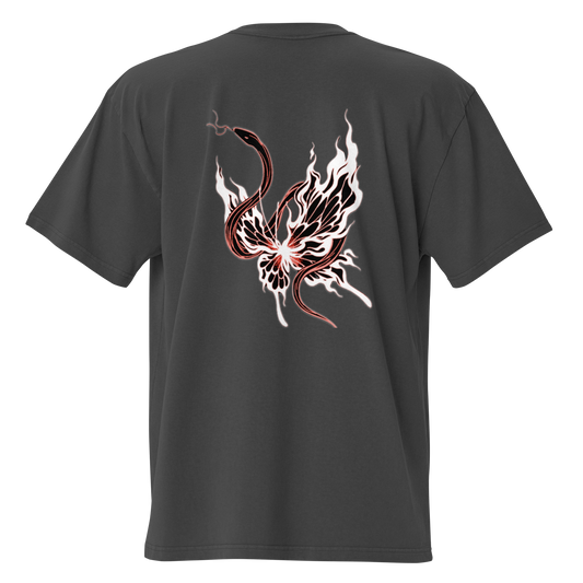 Oversized T-Shirt verwaschen Butterfly/Snake Design