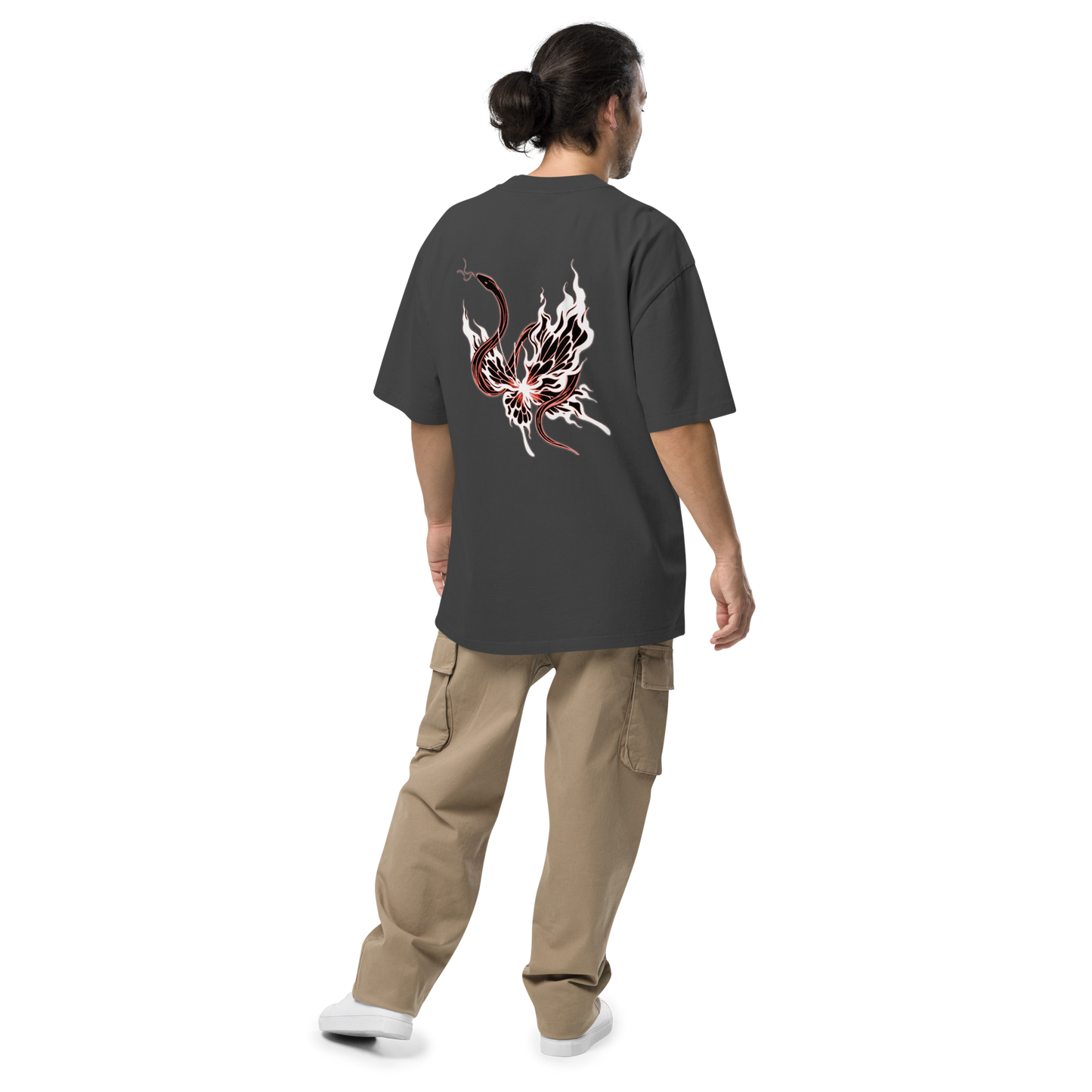Oversized T-Shirt verwaschen Butterfly/Snake Design
